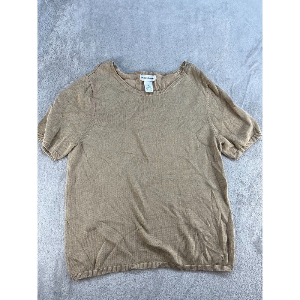 Draper’s And Damon’s Top Womens Size XL Gold Metallic Short Sleeve -B7